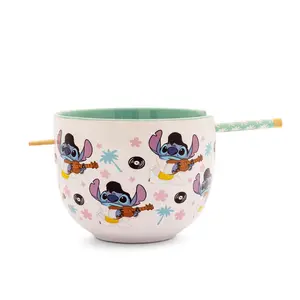 Disney Lilo & Stitch Elvis Stitch 20-Ounce Ceramic Ramen Bowl and Chopstick Set