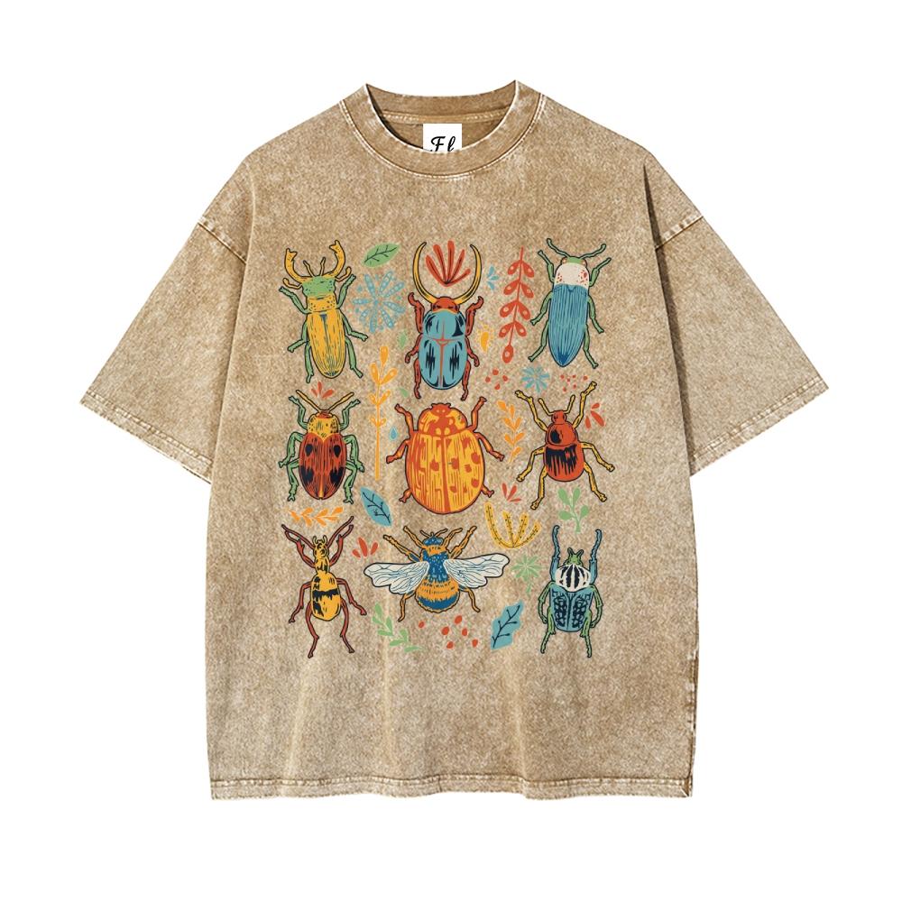Vintage Acid Wash Bug Insect Graphic Tee Goblincore Aesthetic Shirt