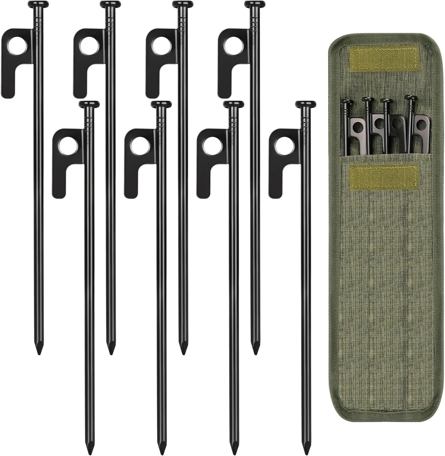 8/16/32 Pack 8in Heavy Duty Forged Steel Tent Stakes, with Storage Bag | for Camping