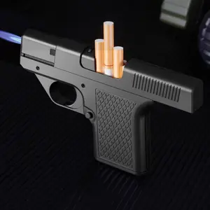 (Butane gas not included) Fun Creative Cigarette Case Lighter Torch Lighter Cigar Lighter Butane Torch Outdoor Windproof Rechargeable Butane Ligher Adjustable Flame Lighter Suitable for BBQ Kitchen Baking Camping Lighter For special Gift