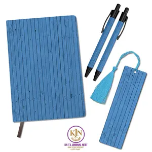 Grain & Grace Wood Grain PU Leather Journal Essentials Bundle – Monogram Personalized Notebook with Pens & Bookmark Kat’s Journal Nest