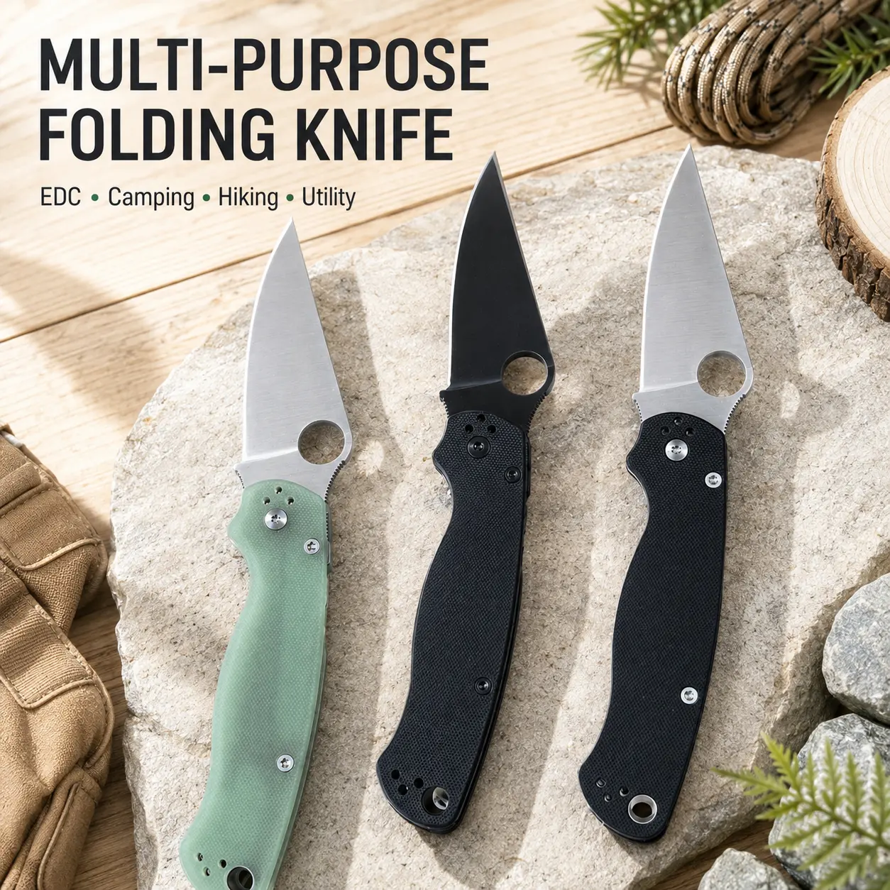 C81 Outdoor Camping Folding Knife - Sharp Stainless Steel Blade, Safe Lock, Ergo Grip, Pocket-Ready Size, Portable Multipurpose EDC Tool for Camping, Survival Supplies, Outdoor Survival Gear