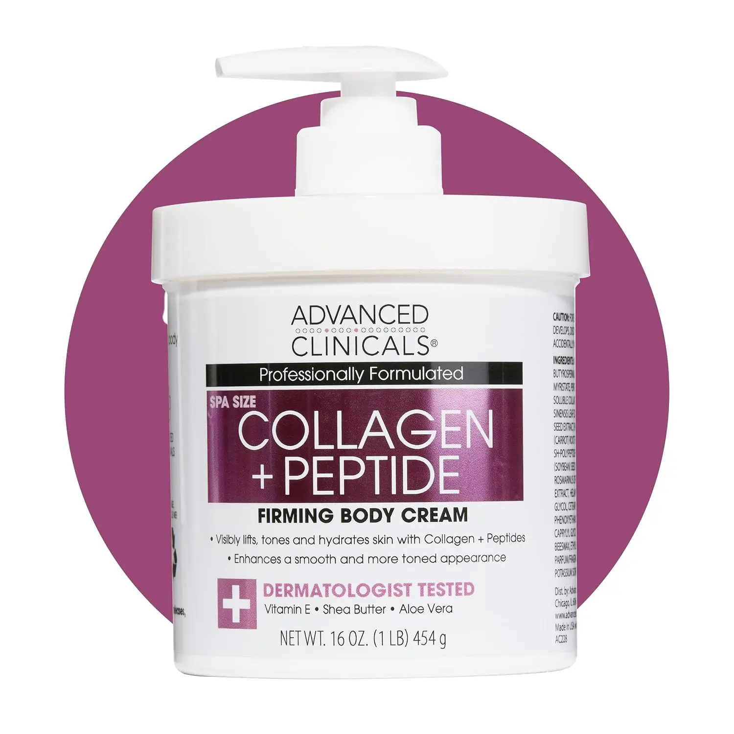 Advanced Clinicals Collagen Peptides Body Lotion & Face Moisturizer, 16 oz - Peptide-Infused Formula for Women & Men, Targets Crepey Skin, Wrinkles, Uneven Dry Texture