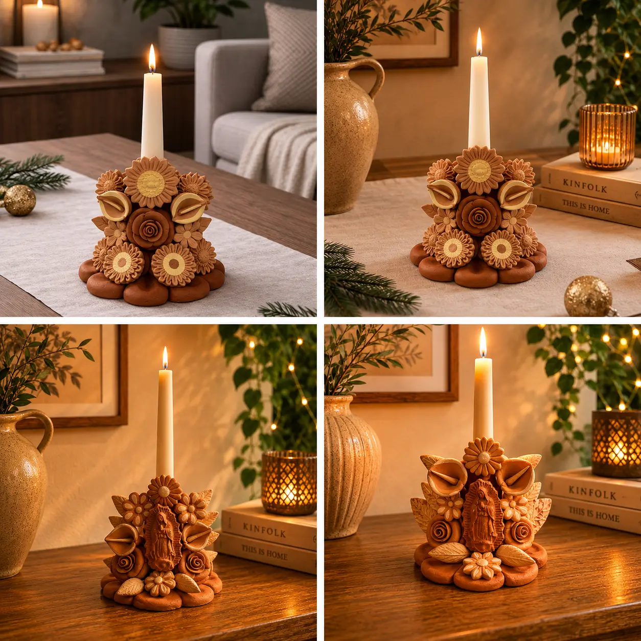 Handmade Clay Candle Holder From Metepec Center Piece