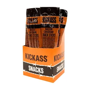 Kickass Bacon & Cheddar Twin Pack Snack Sticks - 16CT Caddy Cheese Flavor Kickass Bacon & Cheddar Twin Pack Snack Sticks - 16CT Caddy Cheese Flavor