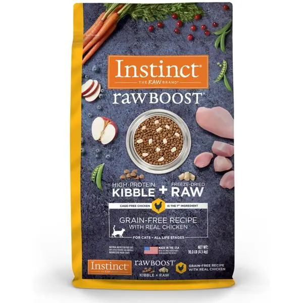 Instinct Raw Boost, Natural Dry Cat Food with Freeze Dried Pieces, High Protein, Grain Free Recipe - Real Chicken, 10 lb. Bag