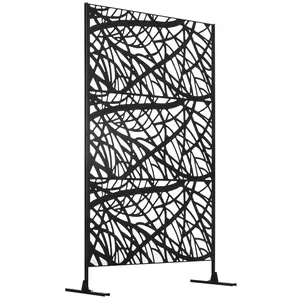 Outsunny Decorative Outdoor Privacy Screen, See-Through Outdoor Divider/Separator with Twisted Branch Motif for Fun Shadows or Climbing Plant Trellis, Fence Panel for Garden Walkway, Backyard, 6.5FT