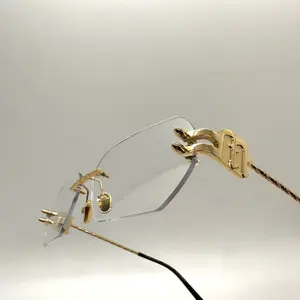 Rock Island Sunglasses (18KT Gold) Clear Transparent Rimless Frames