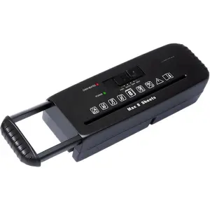 Paper Shredder for , 8 Sheets Strip Cut Small Office Shredder with Overheat Protection, No Basket, Extendable Arm, Black