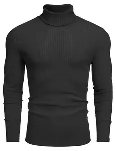 COOFANDY Mens Knitted Turtleneck Long Sleeve Turtle Neck Ribbed Pullover Sweater Thermal Casual High Neck