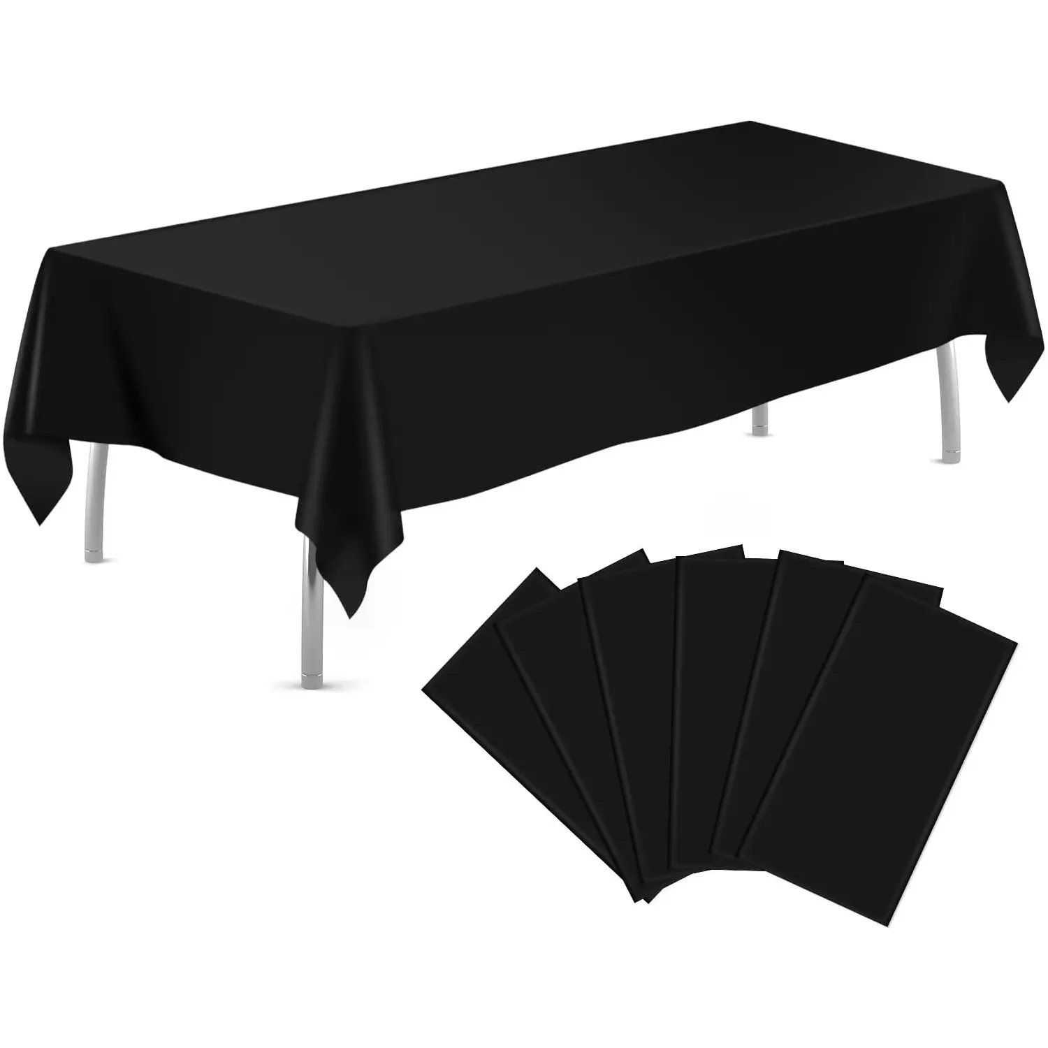 6 Packs Plastic Table Cloth 54" x 108", Disposable Tablecloths Rectangle Table Cover, Plastic Tablecloths for Parties Birthday BBQ Picnic Outdoor Patio Wedding New Year Christmas, Black Blue Green White Yellow