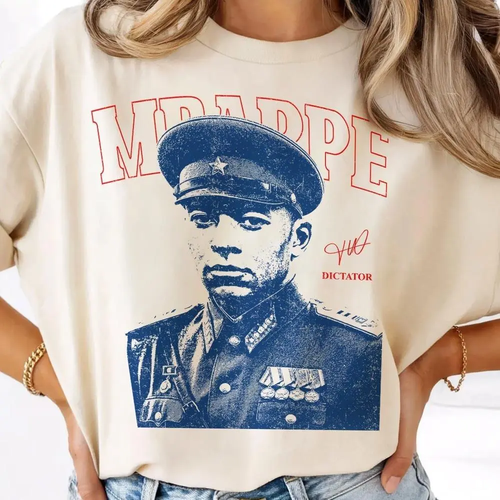 Kylian Mbappe Dictator Soccer Vintage Comfort Color Tee Pure Cotton Fabric Casual Short Sleeve Soft-Washed T-Shirt Trendy Tops for Women for Men