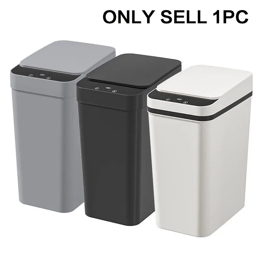 12 L/3.1 Gal Slim Design Trash Can, Waste Bin with Triple-Sensing, Wave/Kick/Knee Activation, One-Touch Hold-Open, 6" Ultra-Slim Body & Odor-Lock Seal, Touchless Garbage Can, Automatic Trash Can for Bathroom, Kitchen & Office (Batteries Not Included)
