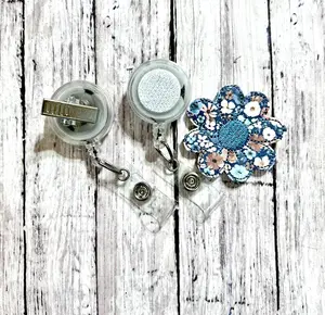 Blue Floral Badge Reel, Thanksgiving Badge, Interchangeable Badge Topper, Badge Buddy, Nurse Badge Reel, Autumn Badge Reel, Medical Badge