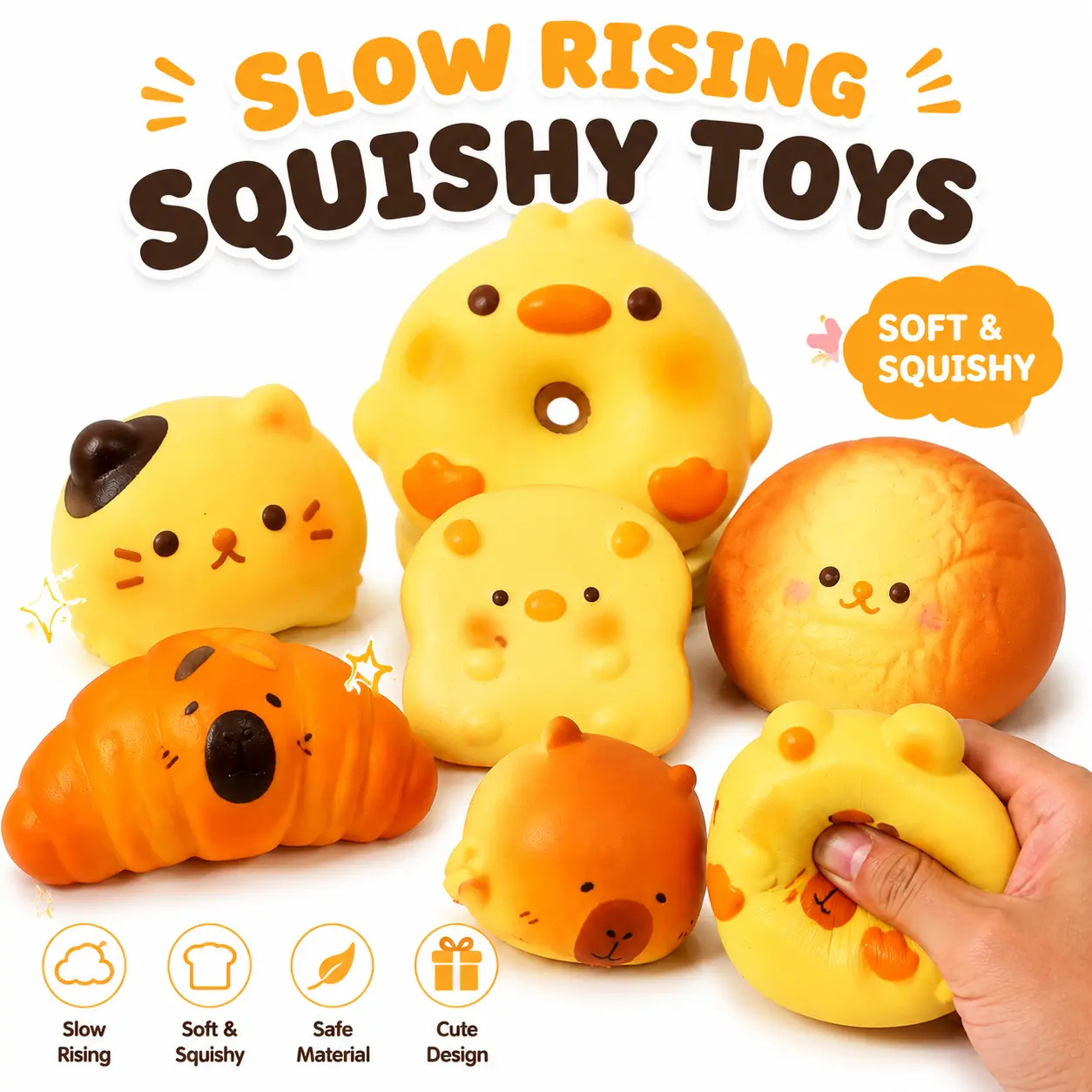 Soft Jumbo Squishies, Big Cheese Squishy Stress Relief Toy, Cute Sensory Fidgets for Anxiety and Relaxation face swap ball crunchy sqishies home office party butter squish ie