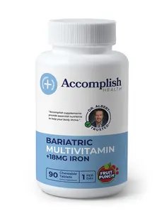Bariatric Multivitamin | 18 mg Iron | Chewable Capsule | Fruit Punch | 90 Count