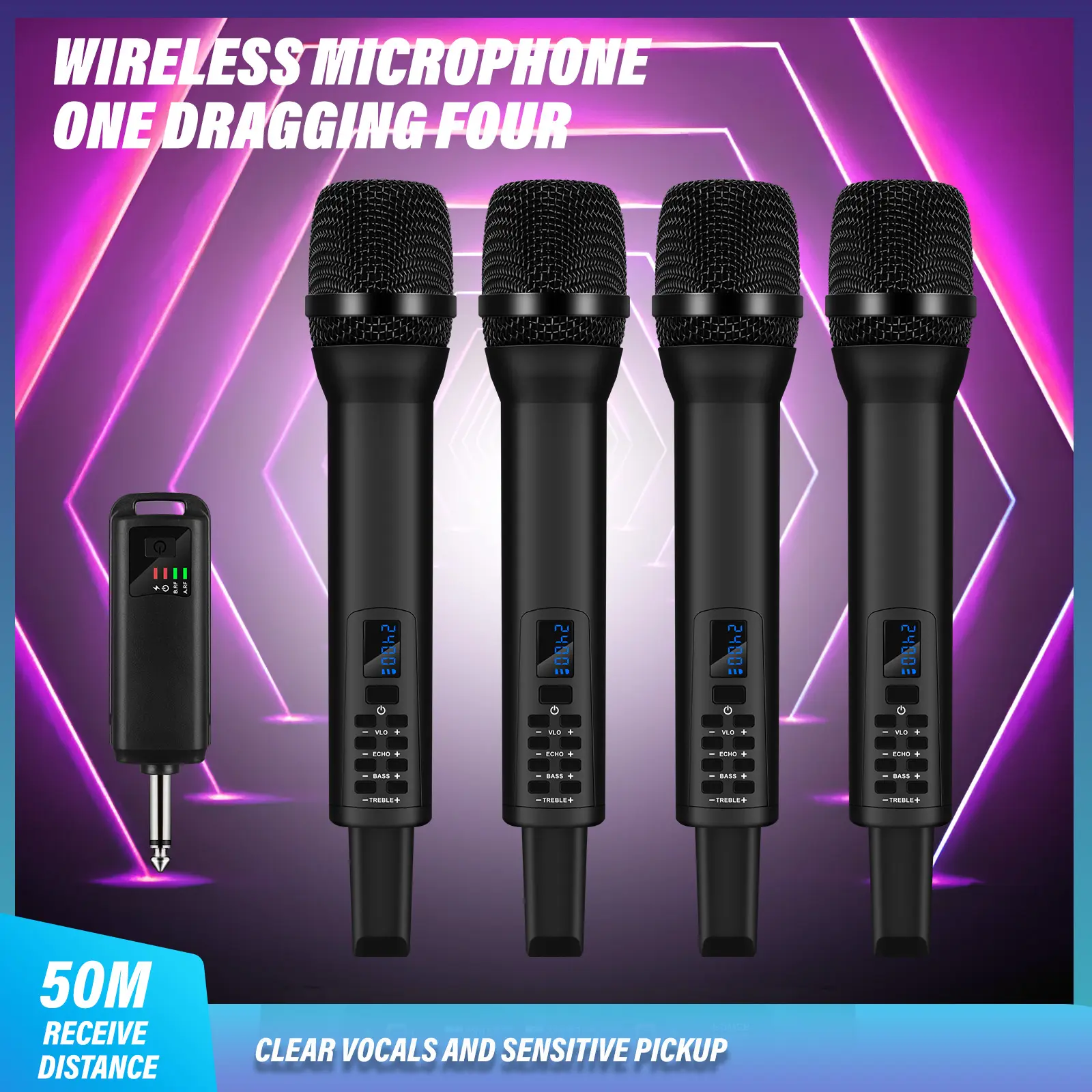 Handheld wireless microphone with volume and reverb adjustment function ...