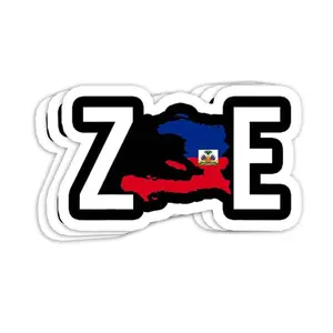 Zoe Life Lips Haitian Pride Adhesive Vinyl Decal - Customizable Glossy Sticker, Haiti Flag Day Gift for Laptop, Water Bottle, Wall RE6, Customizable Stickers