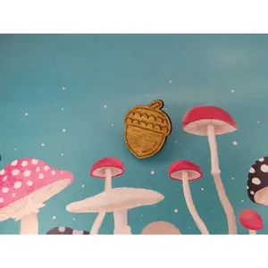 Wooden Acorn Pin Pre-Order