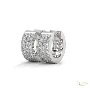 0.70 CT Triple Row Diamond Hoop Earrings | Lab Grown | 14K Gold & Platinum – Lunéa Paris