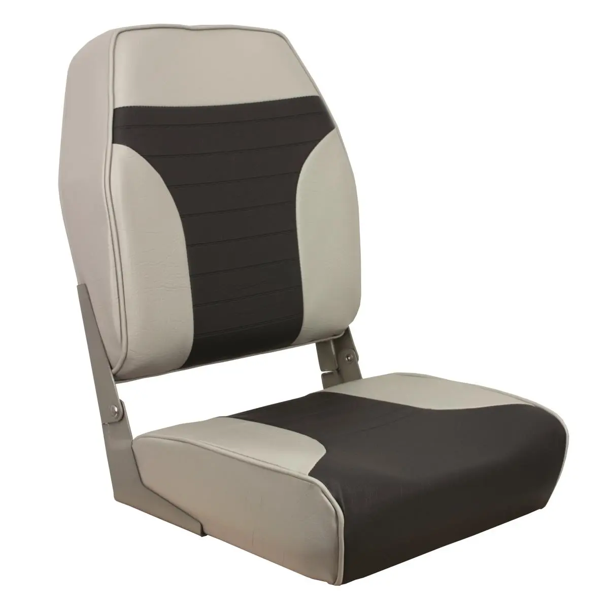Springfield Marine 1040663 High Back Foldable Chair - Gray & Charcoal, 10.88 x 17.5 x 18.5 in, Backrest Folding Chair for Indoor Use