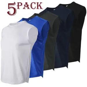 Mens Tank Top Workout 5-Pack Sleeveless Quick Dry Running Sports Gym Fitness Shirts Plain Muscle Tee Breathable Vest Athletic Apparel