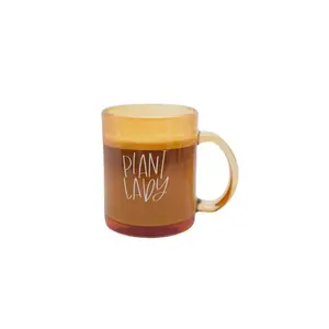 Plant Lady Glass Amber Mug Drinkware for Coffee or Tea