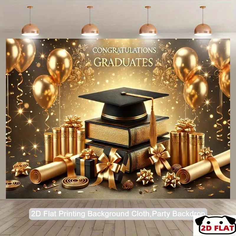 2D Flat Banner 1pc, Congratulations Graduates, Photography Background Flag, Party Photo Background Banner, Indoor Outdoor Banner Decoration, Studio Props, Party Decorations Banners, Holiday Party Birthday Decoration, Graduation Banner