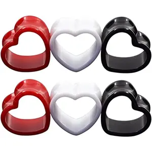 6pcs/18pcs Heart Shape Acrylic Ear Tunnels Plugs Set Mix Color Stretcher Expander Piercing Tunnels Gauge 6G-7/8 inch