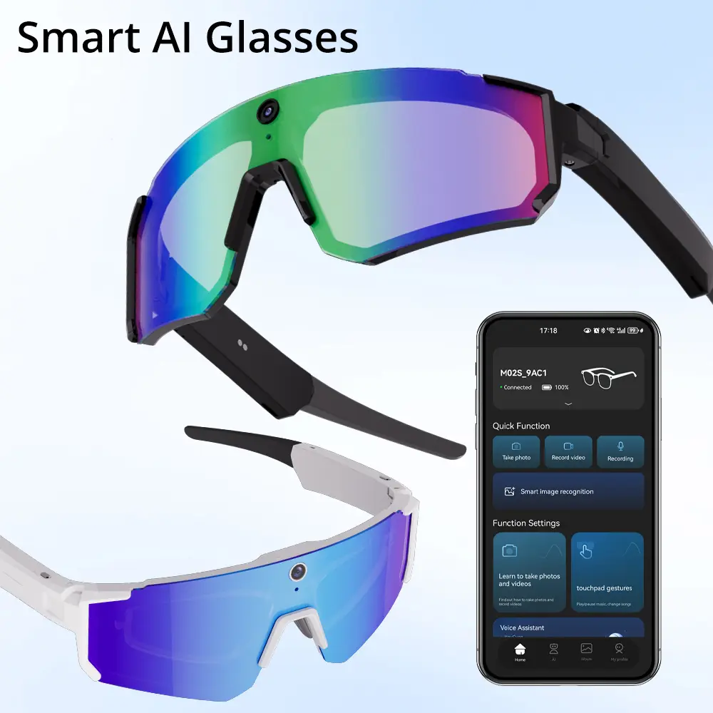 Turbosun V06 Smart Glasses - 8MP High-Res Camera, Magnetic Mobile Device Compatibility, Bluetooth AI Assistant, Multi-Language Translator, UV400 Protection, Multi-Sports Vlog Creator Gear, Road Trip Essential Wearable Electronics