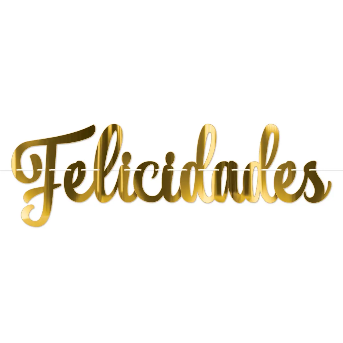 Beistle 56421-GD Decorative Foil Aluminum Felicidades Streamer, 14x3ft8in, Party Supplies - Pack of 12
