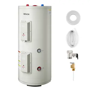 VEVOR 30 Gallon Electric Tank Water Heater, 5000W Point-of-Use Hot Water Heater with LED Display, Knob Control, Top Outlet, 240V with T&P Valve for Large Families, Small Commercial Spaces, Gray