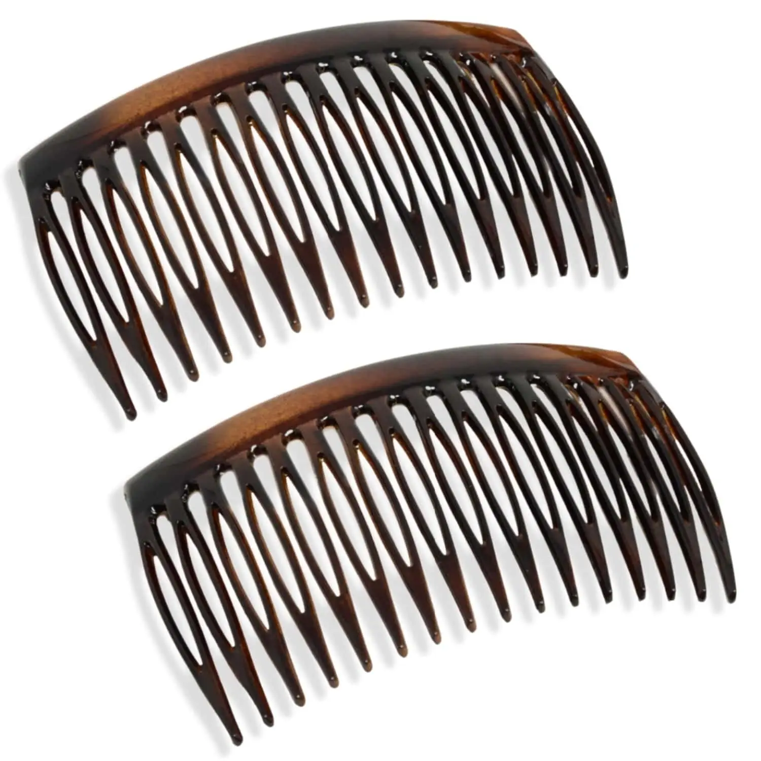 Parcelona French Glossy Shell Medium Cellulose 16 Teeth Side Hair Combs (2 Pcs)