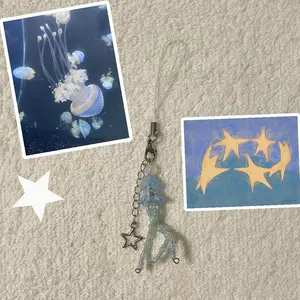 jellyfish phone charm ocean theme keychain