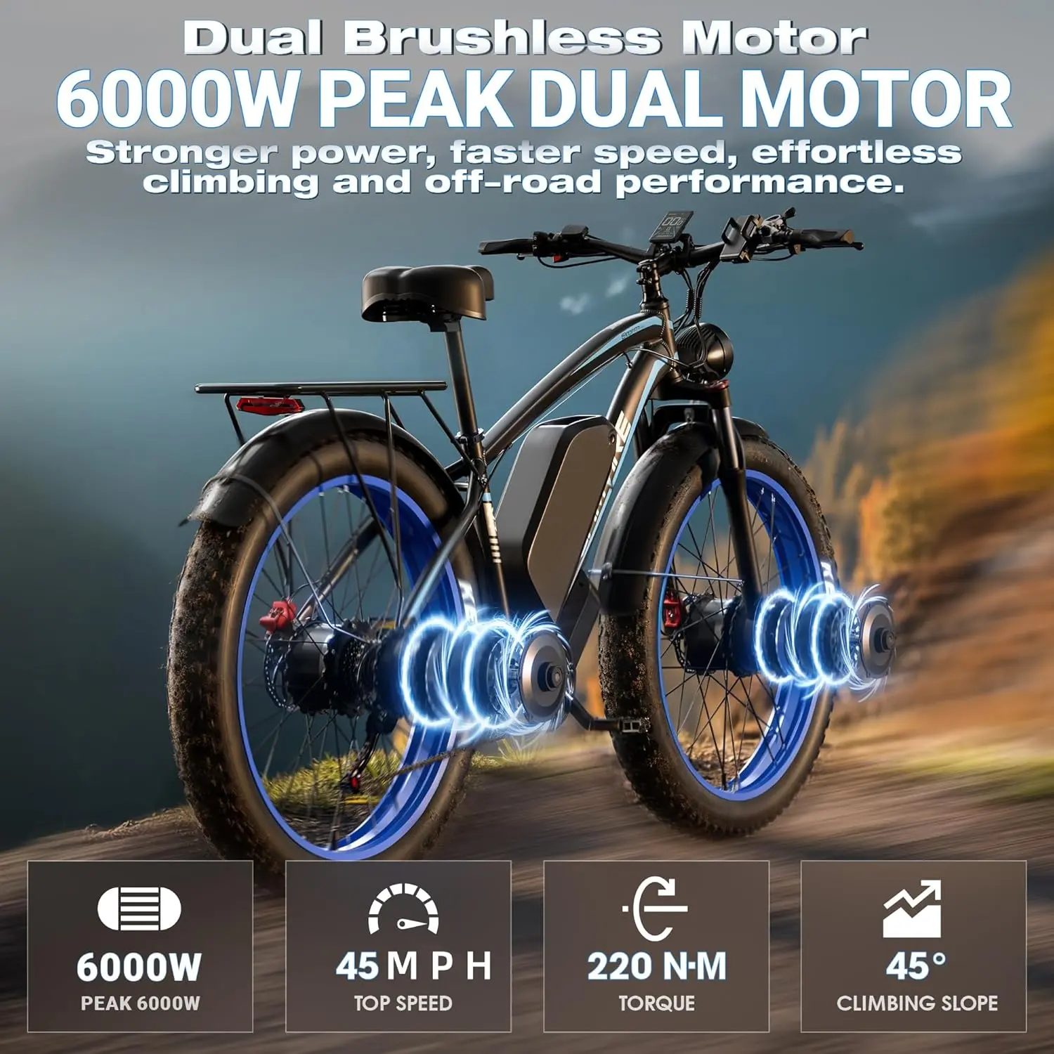 E·BYCCO & GAMVIRE 24" V7PRO  , peak power 6000 W, 52 V, 32 Ah, long-distance Dual Motor Fat Tire Electric Bike ebike plegable summervibes
