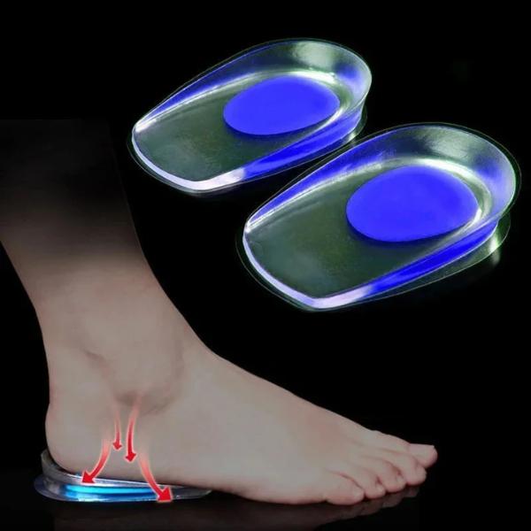1 Pair Soft Gel Heel Cushions, Clear Silicone Shoe Inserts for All Day Comfort Men & Women (Blue)