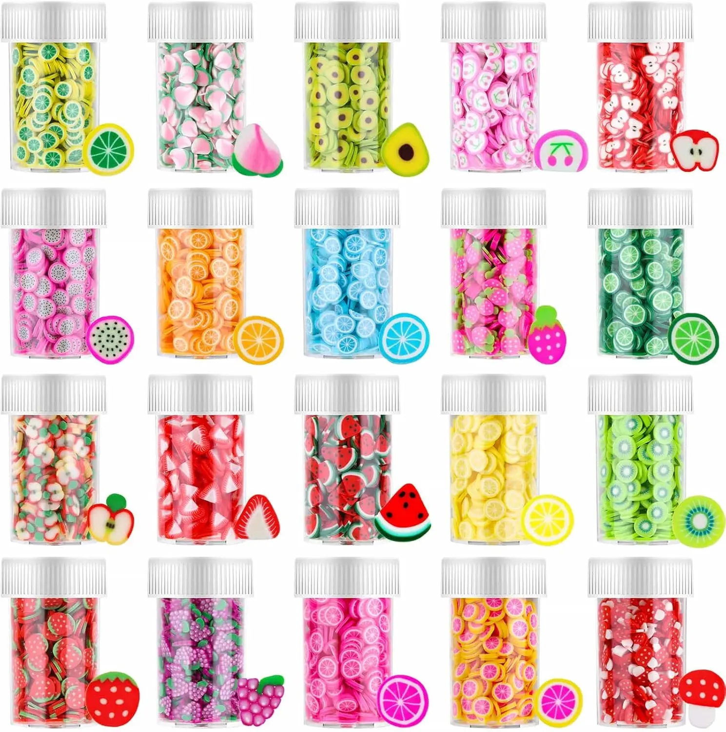 Halloween Fall Gift 16000 Pcs Fruit Nail Art Slices, Acejoz 20 Styles Fruit Slime Charms Fimo Slices 3D Polymer Slices for Slime, Lip Gloss Making Supplies Resin and Nail Art Decorations