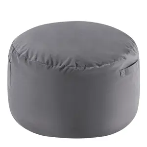 4-Foot Foam-Filled Bean Bag Chair for Adults, Ultra-Soft Removable Washable Cover, Comfy Round Lounge Sofa for Kids & Teens, Sturdy Carry Handles, Perfect for Living Room, Bedroom, Dorm & Gaming, Grey