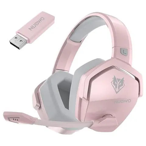 Nubwo G06 Wireless Bluetooth 2.4GHz Gaming Headset - Gaming Accessories with 23ms Low Latency Audio, 50mm Stereo Sound, Noise-Canceling Mic, 100Hrs Extended Gameplay Hours, 4H Fast Recharge, Compatible with PC/PS/Mobile (Not Xbox) Father's Day Gift