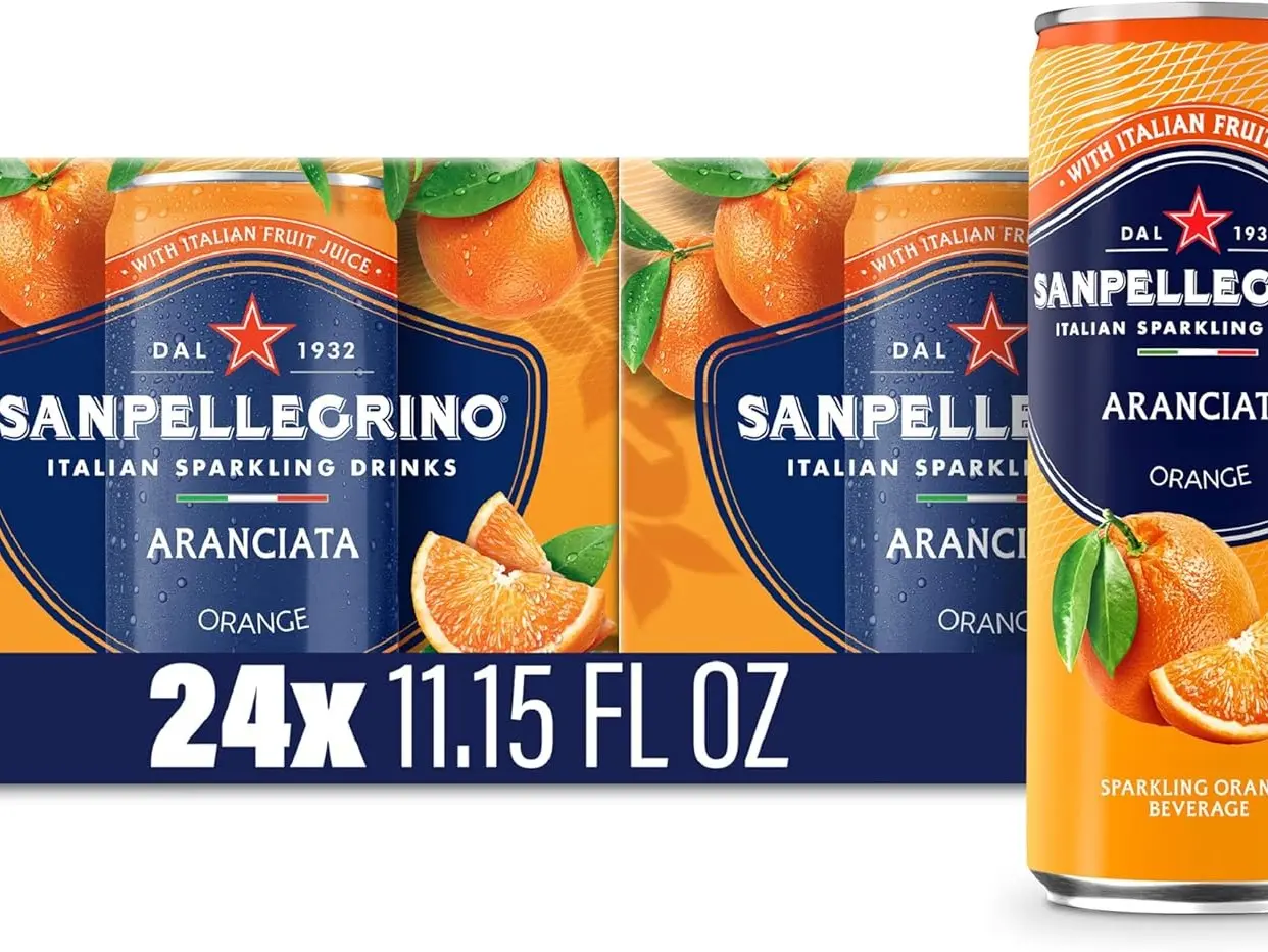 Sanpellegrino Italian Sparkling Drink Aranciata, Sparkling Orange Beverage, 24 Pack Of Cans