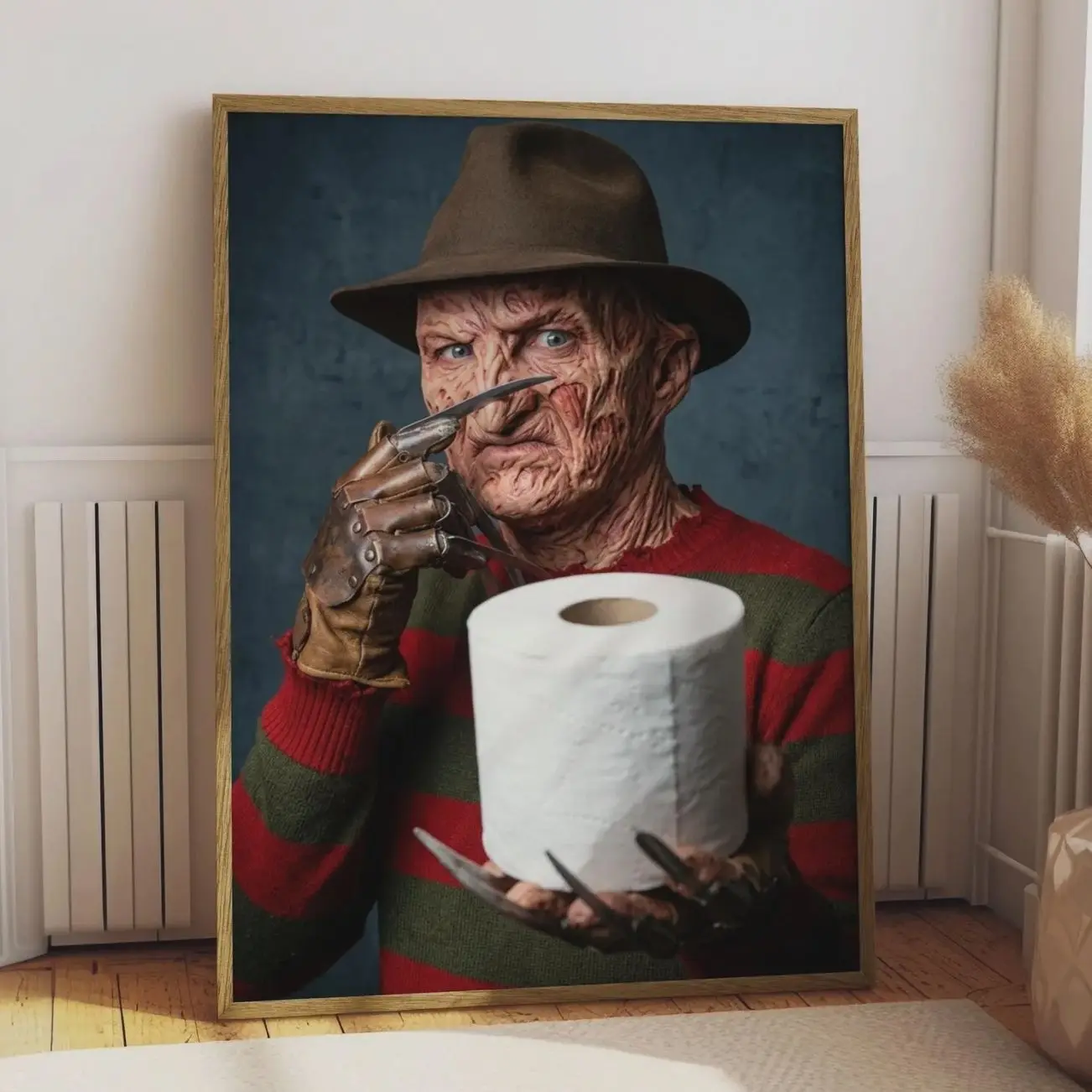 Freddy Krueger Art Print, Horror Wall Decor, Nightmare on Elm Street Poster, Vintage Style, Haloween Poster, Funny Bathroom Wall Art