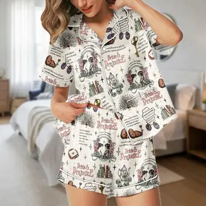 Pride and Prejudice Short Satin PJs Set, Jane Austen Satin Pajamas, Vintage Short Pajama Set, Literary Satin Pyjama, Gift for Book Love