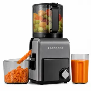 ACOQOOS Cold Pressed Juicer - Kitchen Slow Cold Pressed Juicer Machine, 6.5-in Wide Feed Chute, 3-in-1 Slow-Grinding Funnel, Whole Produce Compatible, High Yield, Easy Clean Dishwasher-Safe, BPA-Free Black Blender Machine for Effortless Juicing with Ease