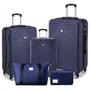 Luggage Sets 5 Piece,Durable Suitcase Set with Spinner Wheels, ABS+PC Hard Shell Lightweight Luggage with TSA Lock, Large Checked Travel Suitcases