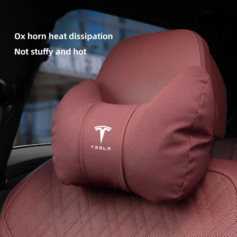 Advanced Car Seat Headrest Lumbar Pillow Auto Neck Pillow Breathable Neck Cushion For Tesla Model 3 Model S Model X Model Y Cybertruck Roadster SpaceX Car Accessories