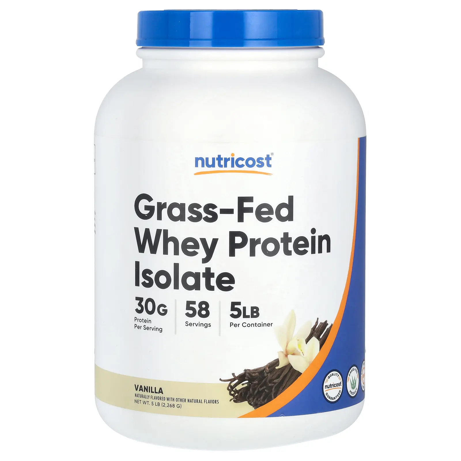 Nutricost Grass-Fed Whey Protein Isolate, Vanilla, 5 lb (2,268 g)