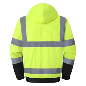 Mens High Visibility Reflective Jackets Waterproof Safety Jacket with Pockets Hi Vis Yellow Coats with Black Bottom Suitable for Cold Weather Work Construction