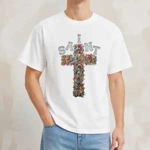 "Vintage Saint Cross" Graphic T-Shirt - Retro Y2K Spiritual Statement Top - Gothic Aesthetic Apparel - Soft Breathable Graphic Shirt - Unique Professional Detail Crew Neck Tee