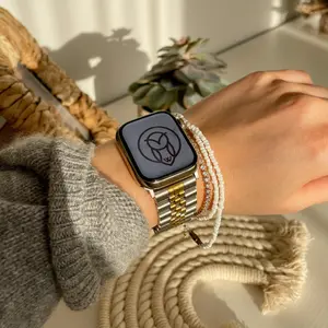 Premium Metal Watch Band for Apple Watch – 316L Steel Links with Butterfly Clasp,  Fits All Series