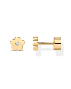 PAVOI 14K Gold Plated Pair of Flat Back Stud Earrings for Women - Dainty Helix Cartilage Piercing Jewelry - North Star Cluster Sparkle Heart Butterfly Moon Snake Smiley Bumble Bee Rose Flower Clover Flatback Stud Earrings